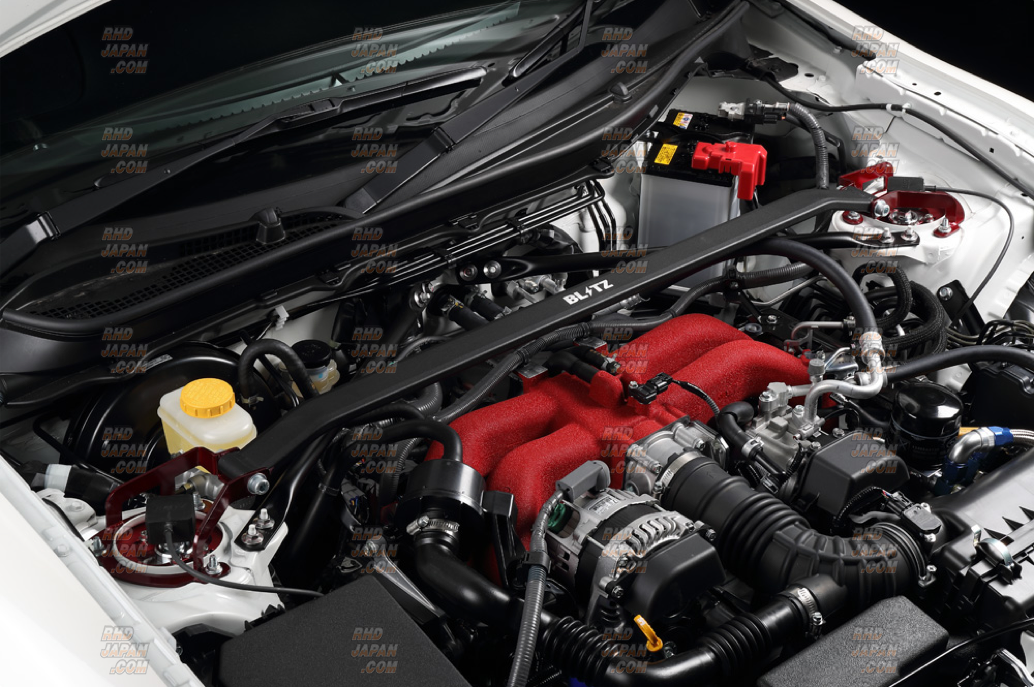 Blitz Strut Tower Bar Front Black x Red Metallic - BRZ ZC6 ZD8 86
