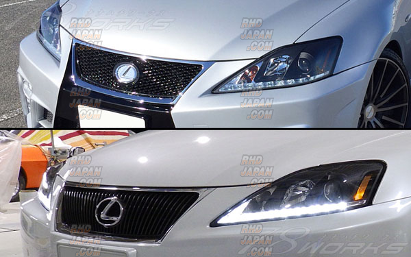 78works　GSE20 IS250 78 Works L Line Headlight Set V3 Black - Lexus IS GSE20 GSE21