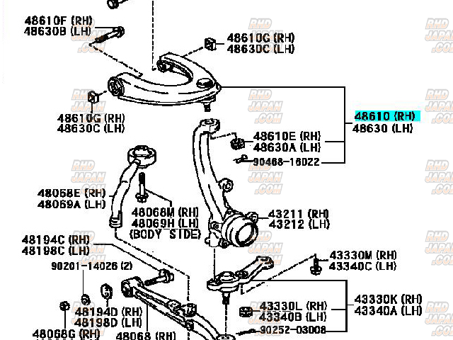 ぱぶかんばー Toyota OEM Front Suspension Upper Arm Assembly Left 29055 - JZX90