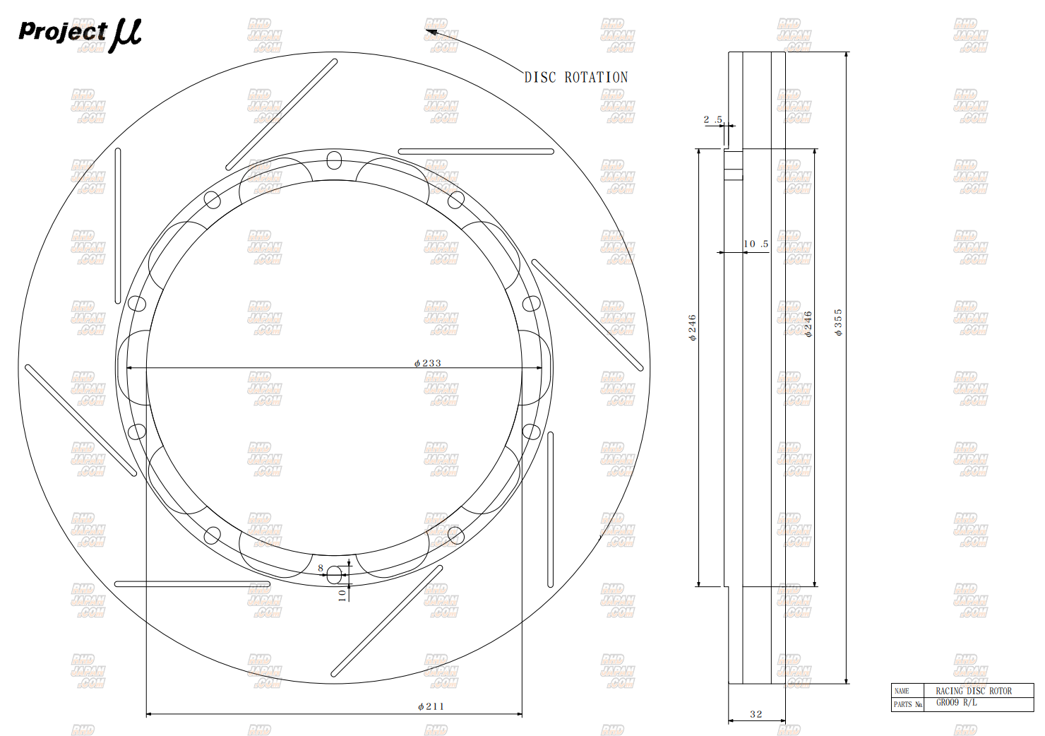 Project U Racing Project Mu Racing Disc Roto FS44 / RC44 / RC6 Replacement Front Right ...
