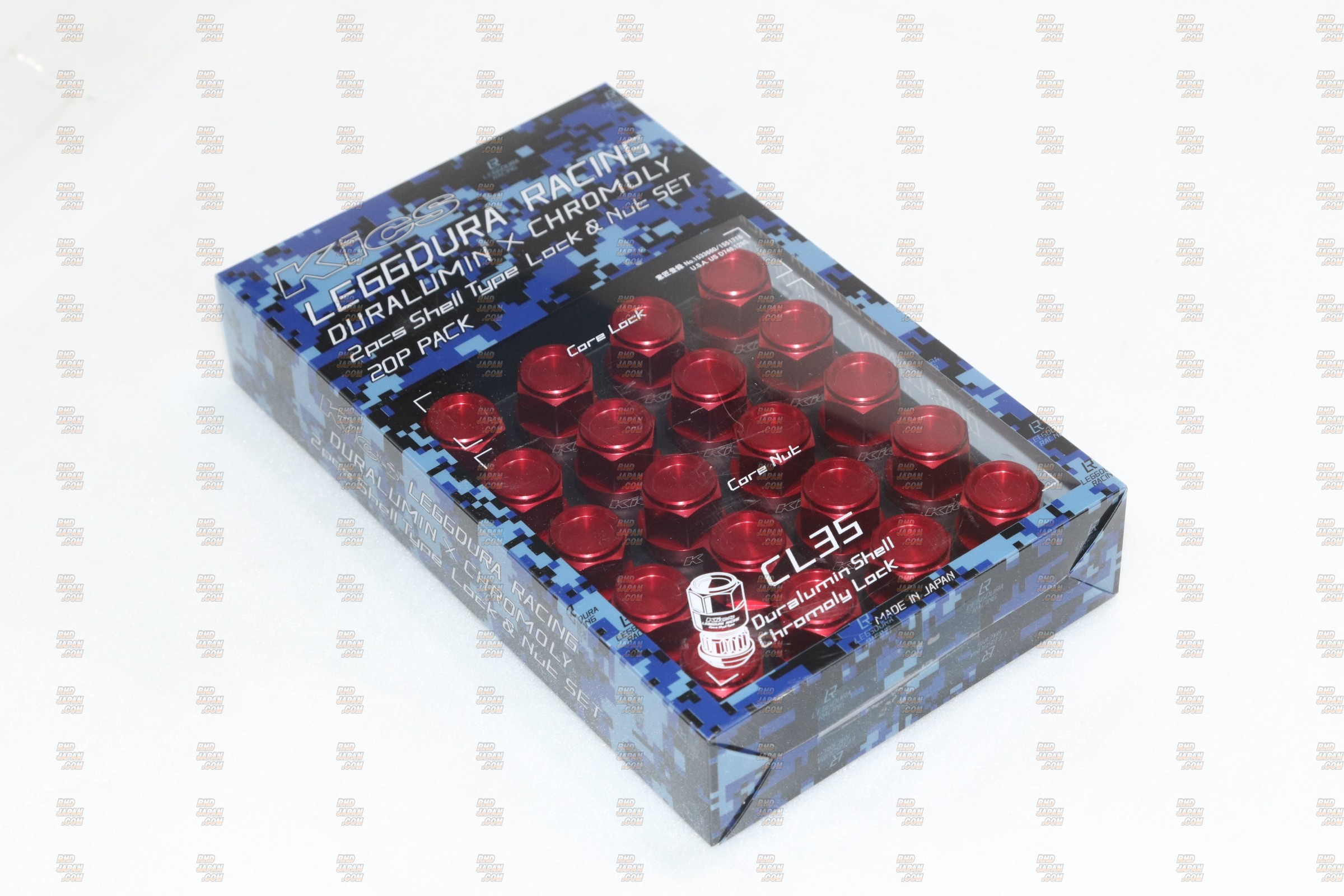 Kyo-Ei Kics Leggdura Racing Shell Type Lock & Lug Nut Set CL35 2pc - Red M12xP1.5