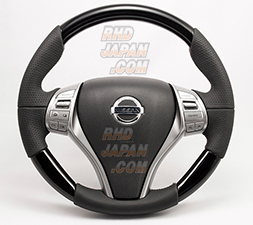 Kenstyle Steering Wheel Piano Black and Leather Silver Stitch - T32