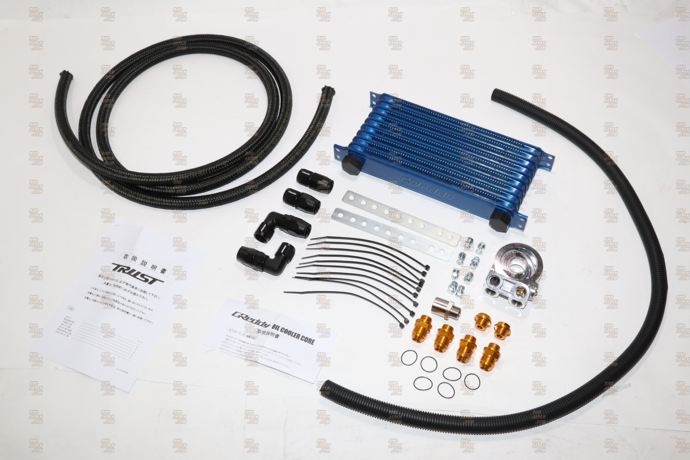 TRUST GReddy Engine Oil Cooler Kit Standard Type - 3/4-16UNF NS1010G 10-Row Core