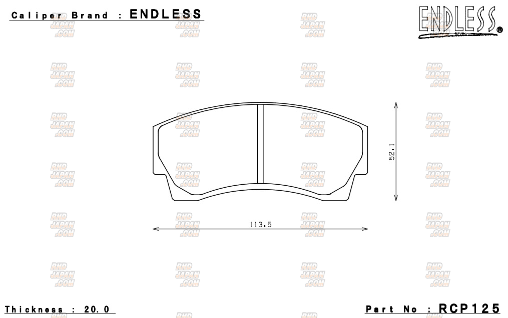 Endless Brake Pads Set Circuit Compound CC32 Endless Caliper - RCP125 ...