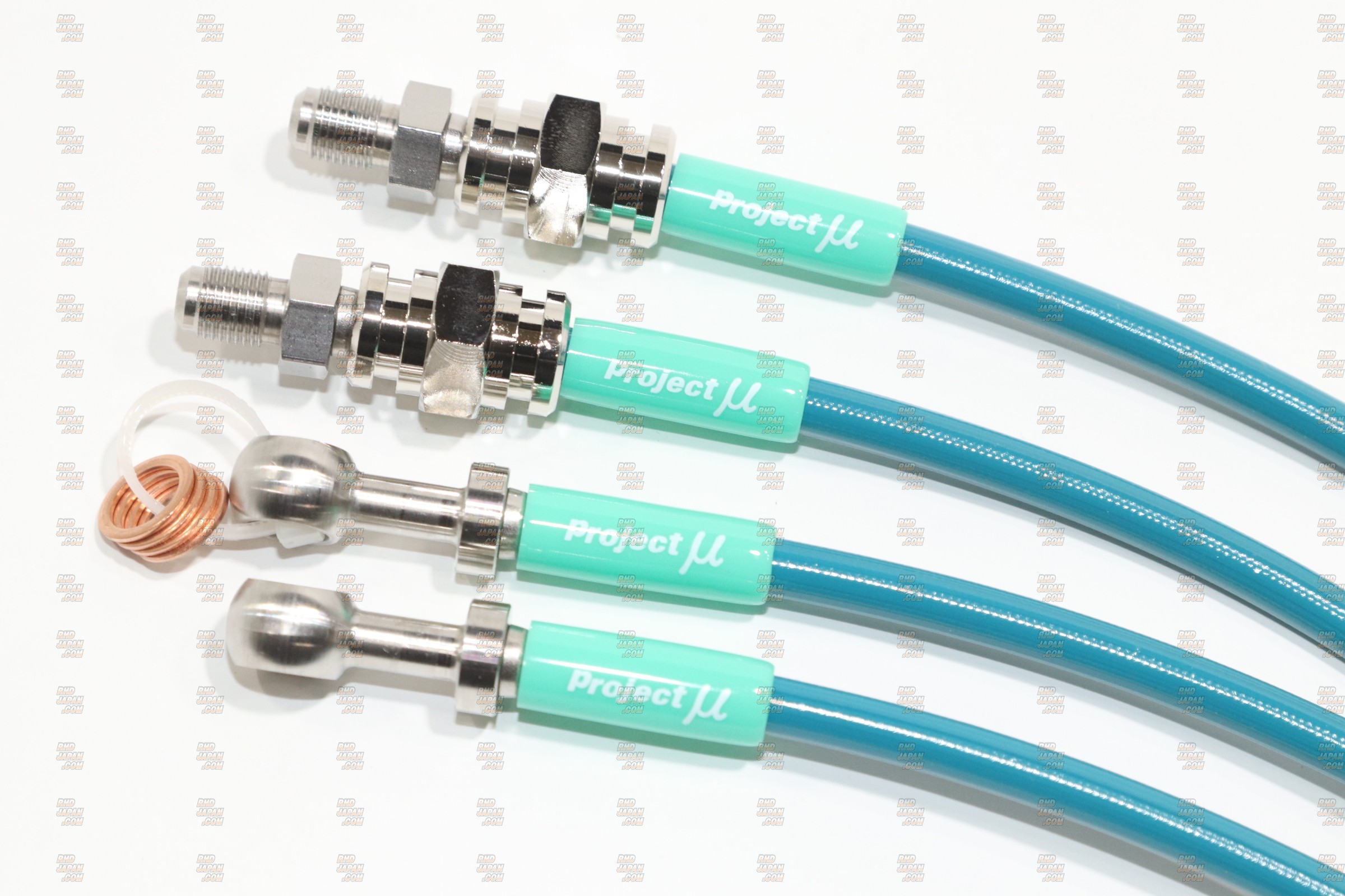 Project Mu Teflon Brake Line Stainless Fittings Green - UCF20 UCF21