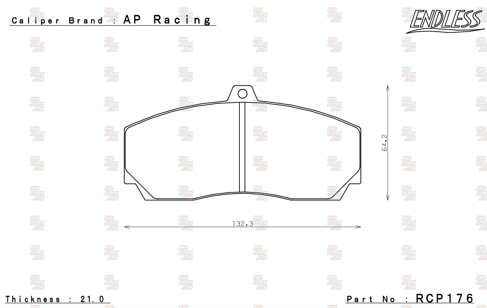Endless Brake Pads Set Circuit Compound CC32 AP Racing Caliper - RCP176  21mm - RHDJapan
