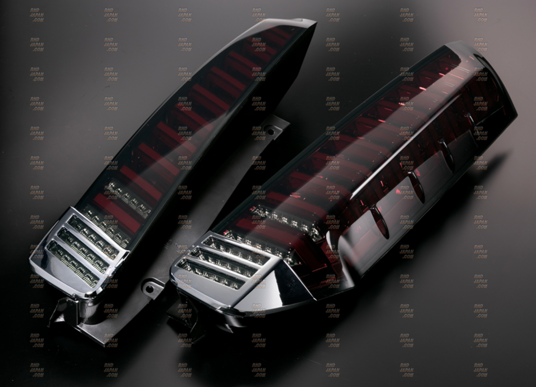 Dazz Fellows Premium LED Fiber Tail Lamp Set Smoke Red Chrome 