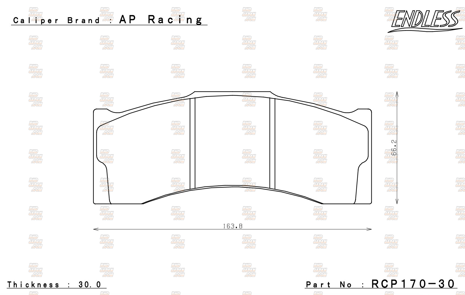Endless Brake Pads Set Type-R AP Racing Caliper - RCP170 30mm - RHDJapan
