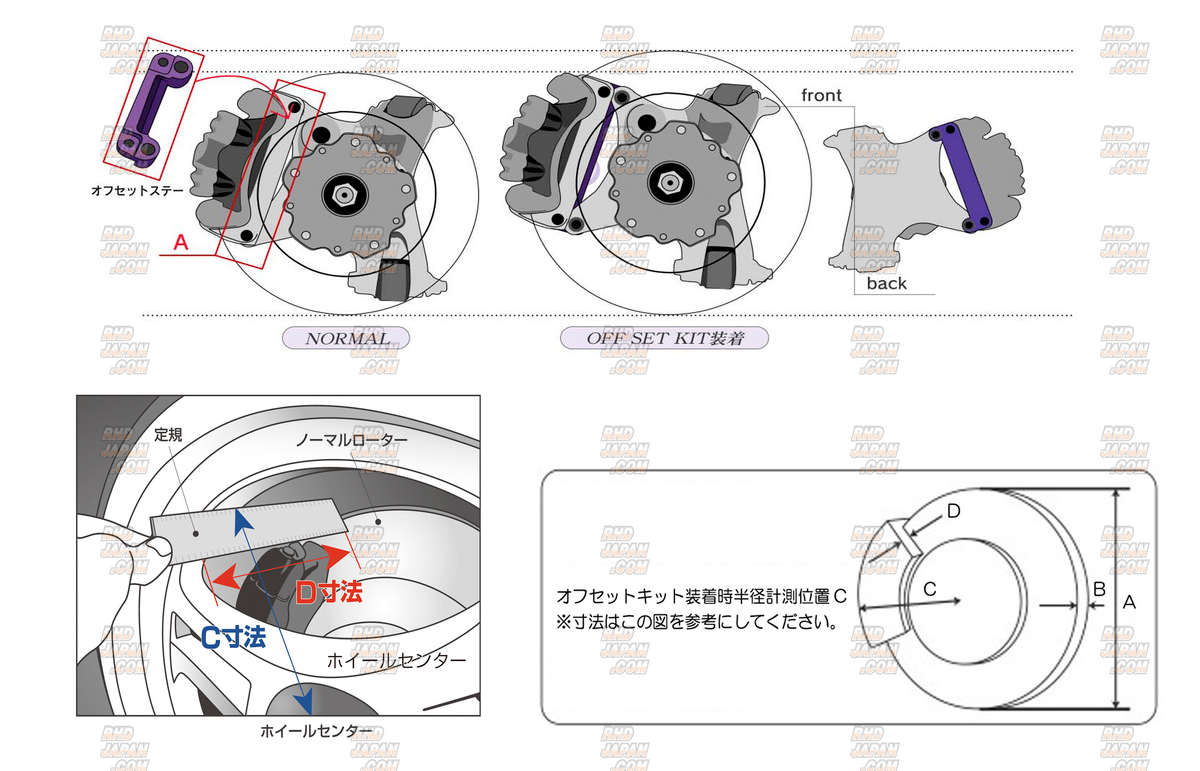 BIOT Rear Brake Offset Kit 2pc Rotor - MR-2 SW20 - RHDJapan