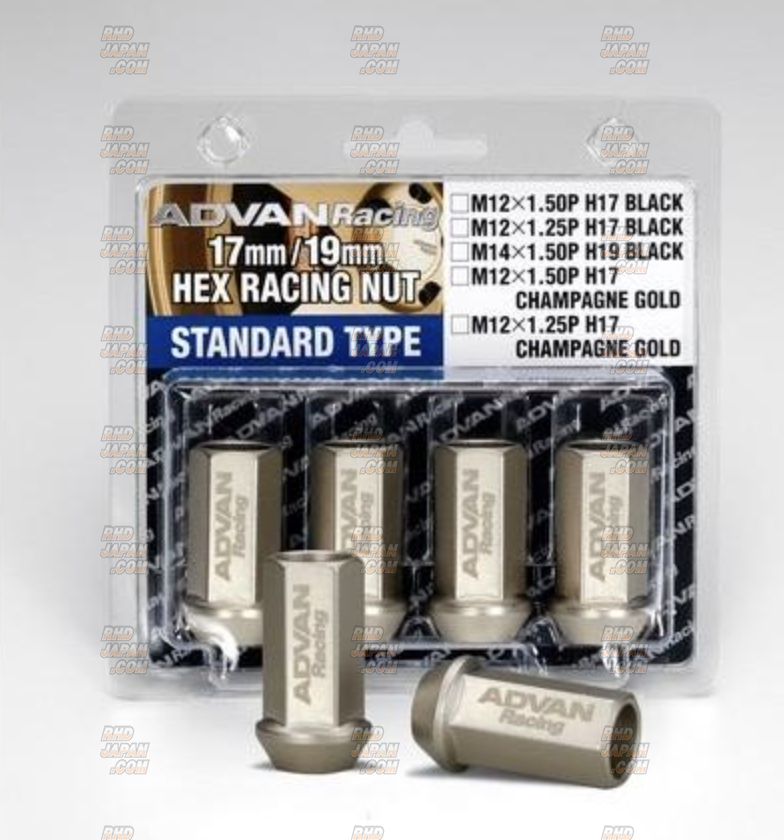 Advan Hex Racing Nut Standard Type Champagne Gold - M12X1.25 4-PCS ...