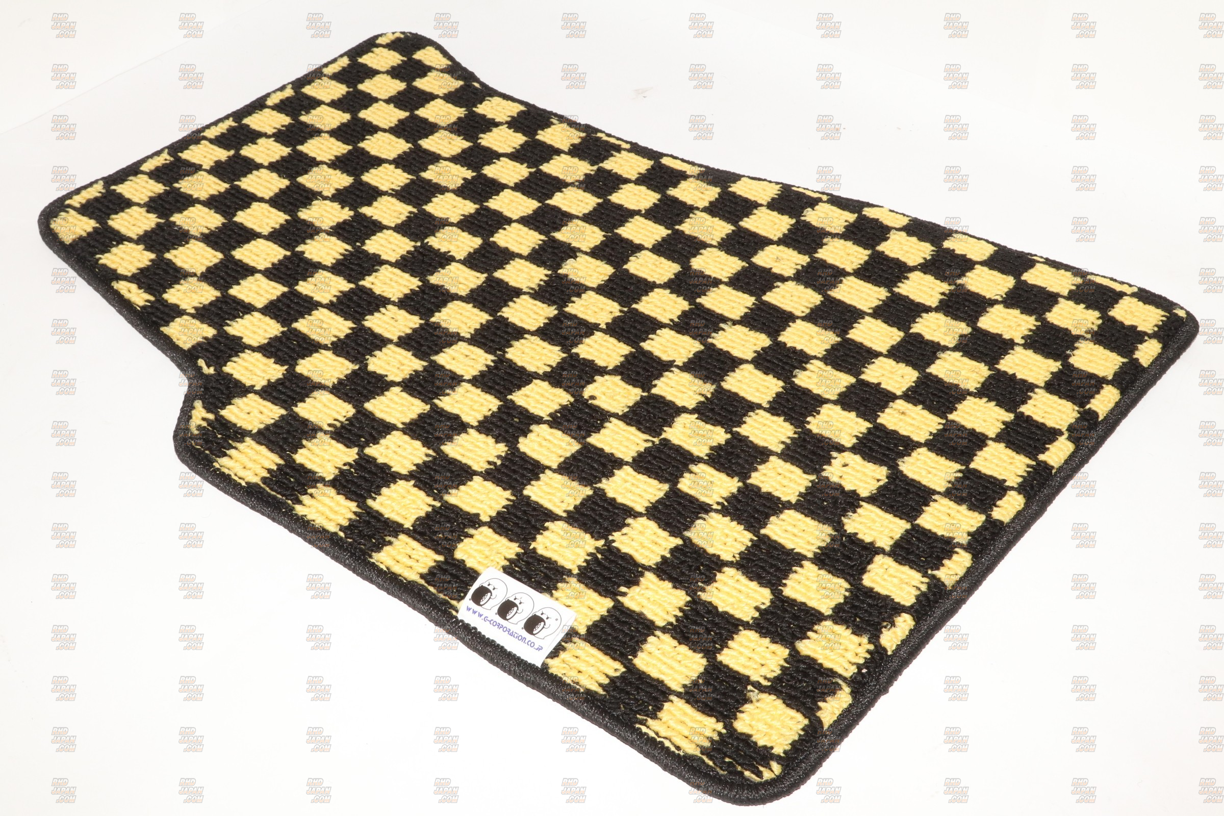 G-Corporation Checkered Floor Mat Set Black x Yellow Gold - Chaser