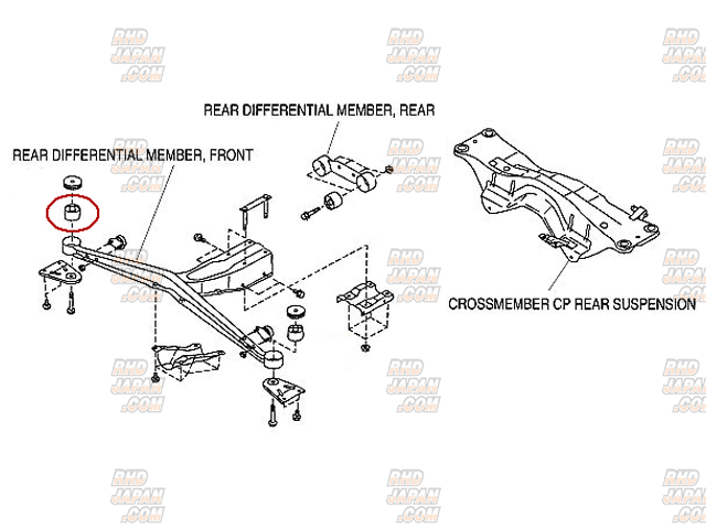 St185 Rear Diff Mount STI Reinforced Rear Differential Mount Right - GD# GG# - RHDJapan