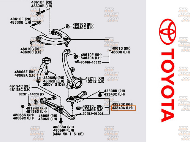 Toyota OEM Front Left Side Lower Ball Joint Assembly - JZX90