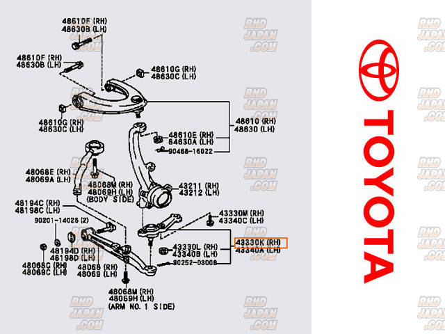 Toyota OEM Front Right Side Lower Ball Joint Assembly - JZX90