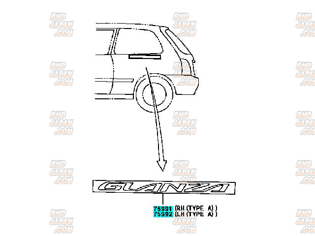 Toyota OEM Right Quarter Stripe No.1 EP91
