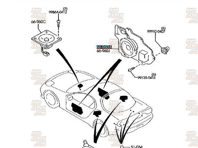 Mazda OEM Right Round Door Speaker 96XF FD3S