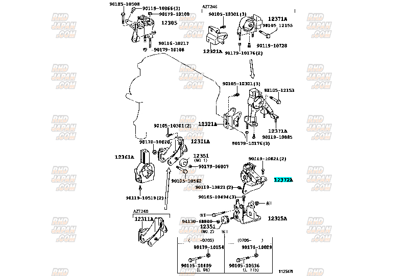 Toyota OEM Engine Mount Left - ST246W 3S-GTE