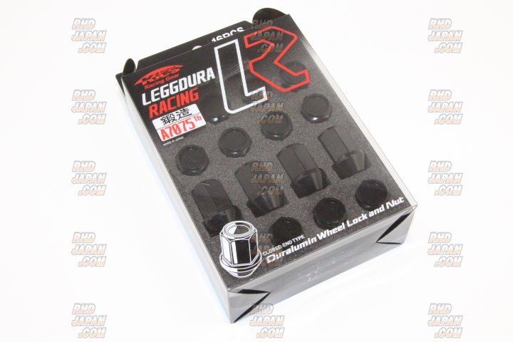 Kyo-Ei Leggdura Racing Lug Nuts and Adapter Set 16pcs - Black M12xP1.5
