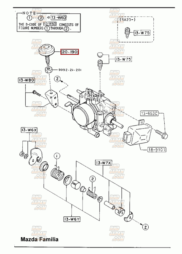 MAZDA OEM Dash Pot 20-190 Capella Familia 85~