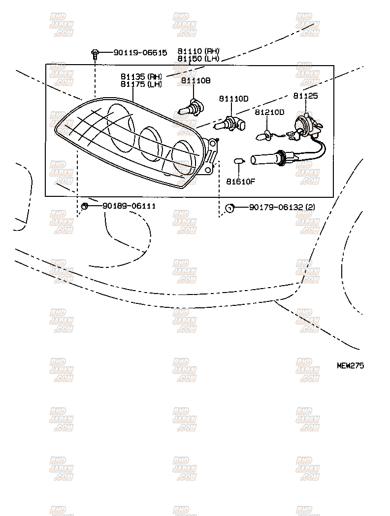 Toyota OEM Head Lamp Unit Assy Left - JZA80 Supra