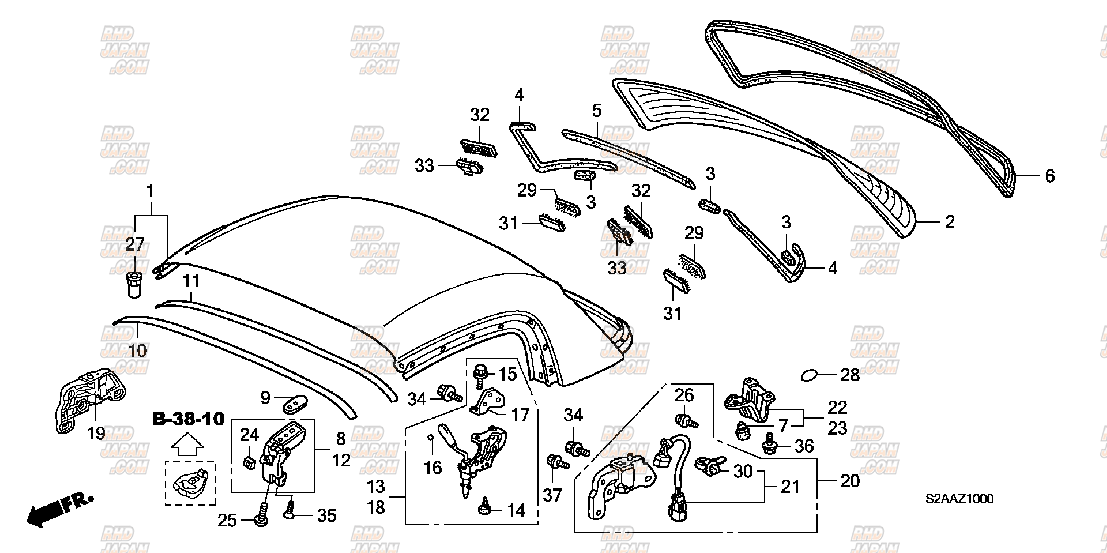 Honda OEM Body Side Catcher Assembly Right - S2000 AP1 AP2 S2000