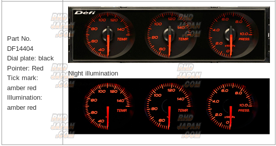 Defi DIN-Gauge Style98 Hommage 3 Meter Combination - Red Red