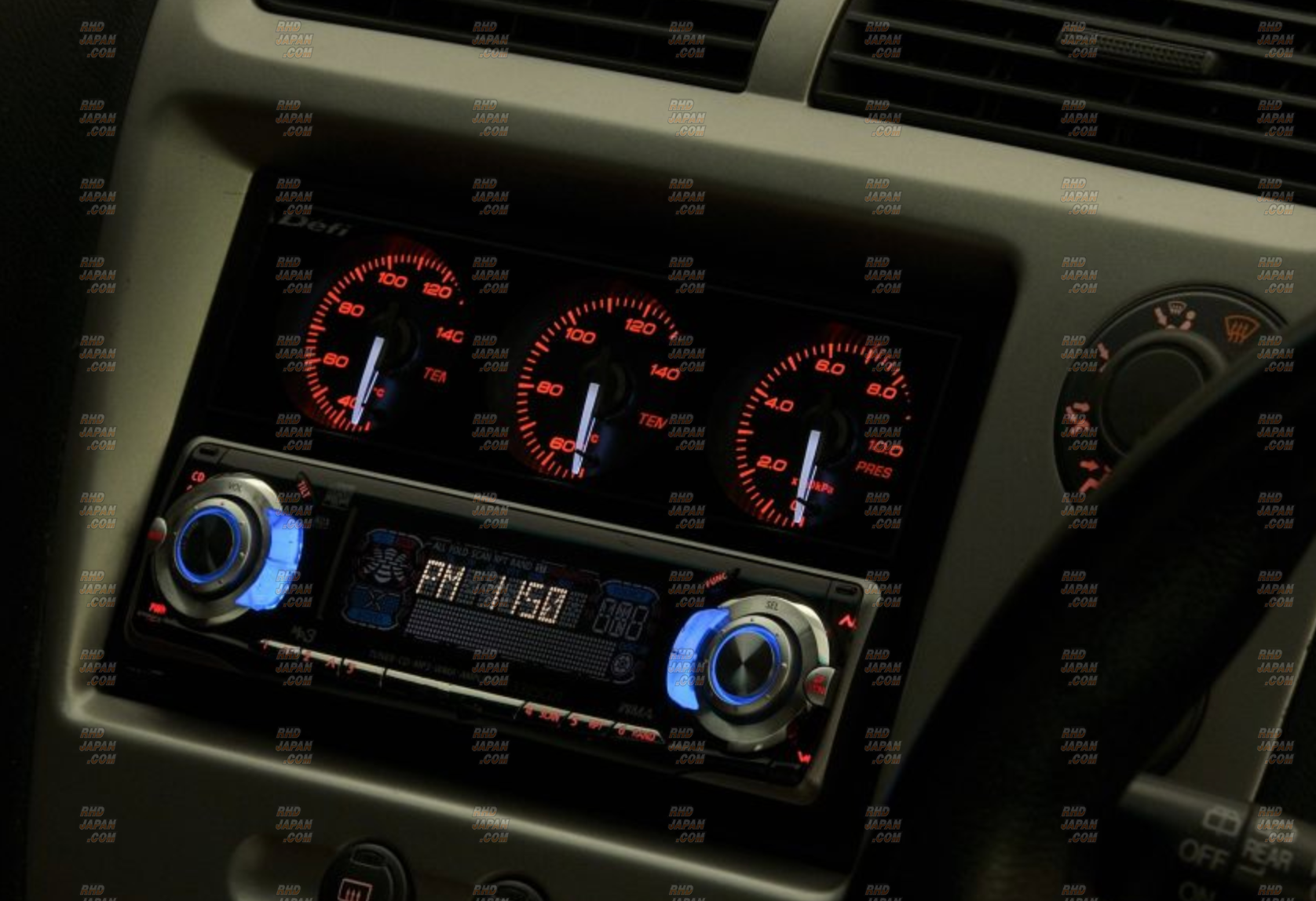 Defi DIN-Gauge Style98 Hommage 3 Meter Combination - Red Red 