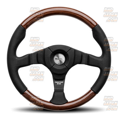 MOMO Fighter Evo Leather & Wood Steering Wheel 350mm - Black
