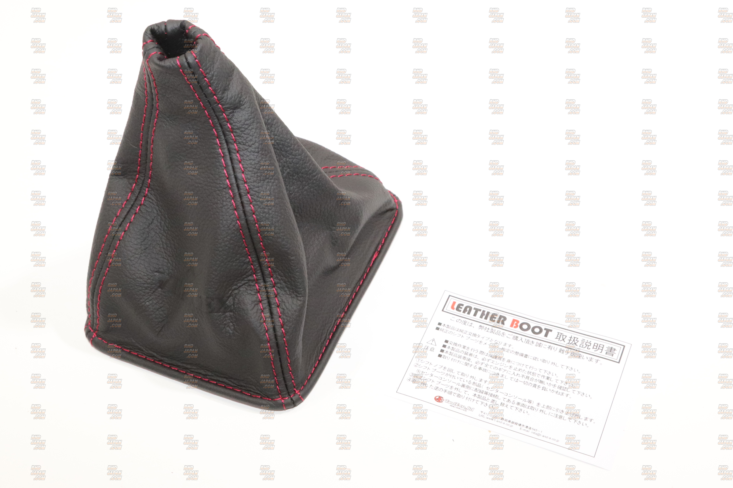 Car Make T&E Vertex Leather Shift Boot Black Red - JZX90 - RHDJapan