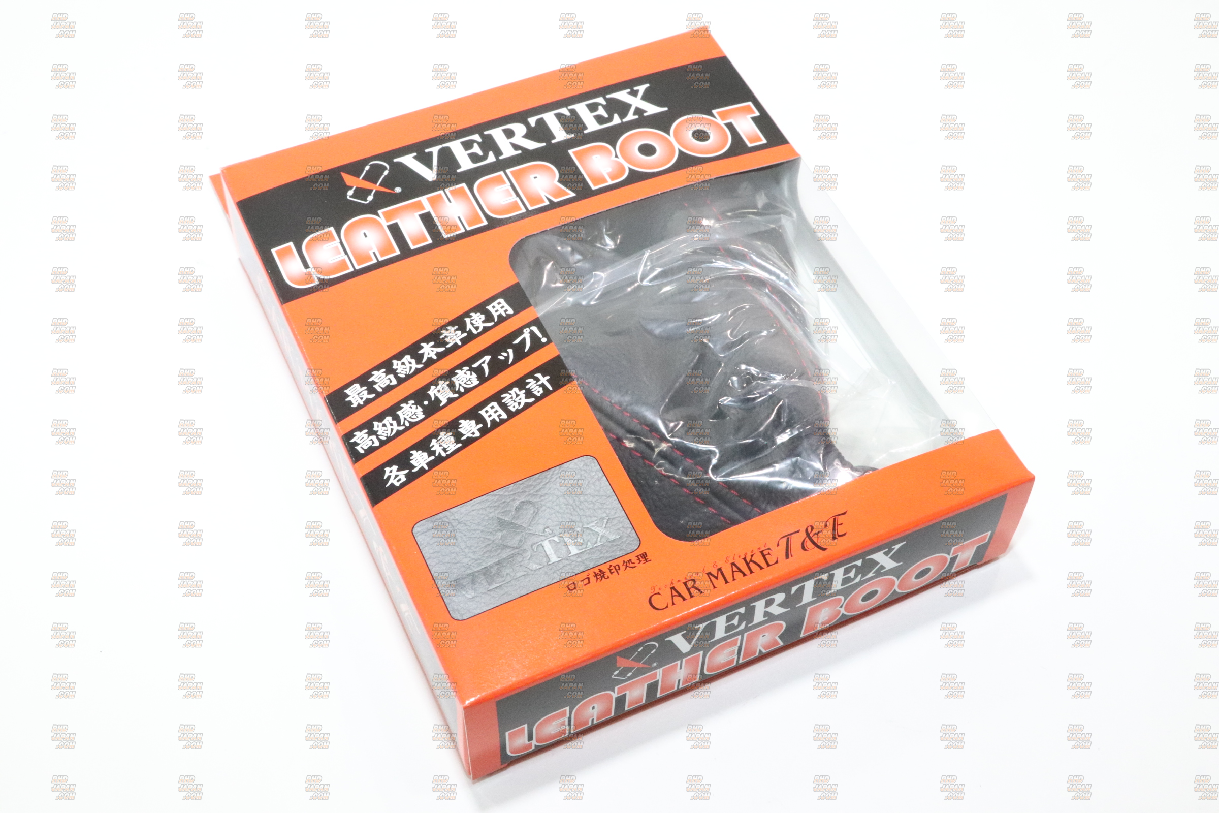Car Make T&E Vertex Leather Shift Boot Black Red - R33 - RHDJapan