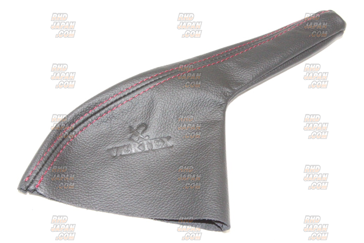 Car Make T&E Vertex Leather Emergency Brake Boot Black Red - S13 S14 S15